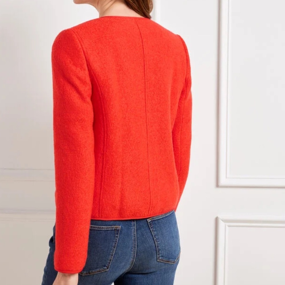TALBOTS BERKSHIRE WOOL BLEND CROP JACKET DARK CLEMENTINE ORANGE PLUS SIZE 16W - Picture 2 of 9